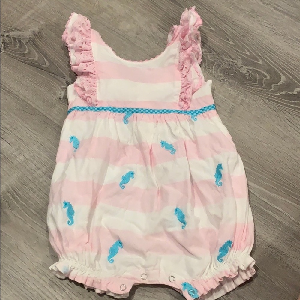 Cotton Kids embroidered seahorse romper